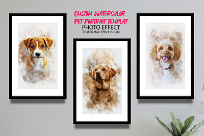 Custom Watercolor Pet Template graphic design mrikhokon photo editing photoshop