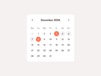 Minimalist calendar UI Design functional calendar design