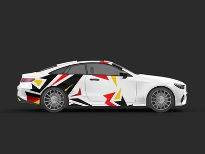 Dynamic Car Wrap Design – Bold Geometric Patterns branding creative vehicle design graphic design