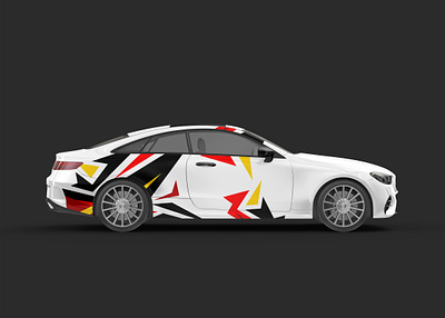 Dynamic Car Wrap Design – Bold Geometric Patterns branding creative vehicle design graphic design