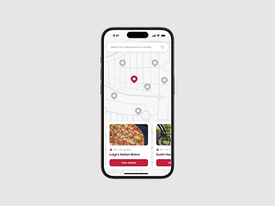 Restaurant locator map UI Design high converting map ui