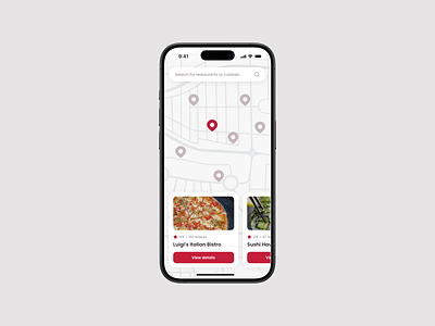 Restaurant locator map UI Design high converting map ui