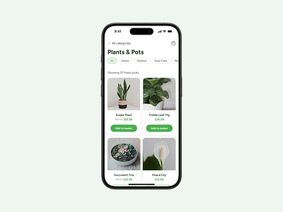 Plant shop category cards UI Design high converting product cards