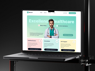 Mecare - Medical Landing Page Design agency design header landing landingpage page pricing saas ui uisaas uiux ux web webapp website webui