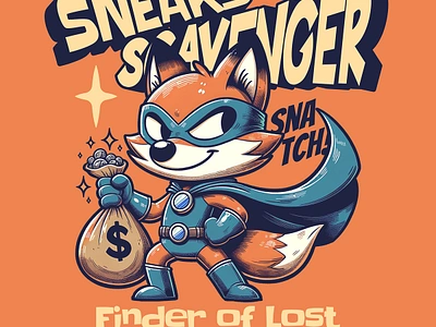 Finder of Lost Treasures animal cartoon comic cute fox funny kittl kittldesign pop culture print on demand retro superhero t shirt t shirt design treasure