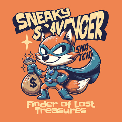 Finder of Lost Treasures animal cartoon comic cute fox funny kittl kittldesign pop culture print on demand retro superhero t shirt t shirt design treasure