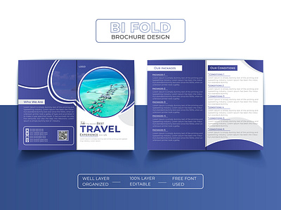 Modern Travel Bifold Brochure Design Template bifold bifold brochure brochure brochure design brochure template business creative holiday marketing modern modern brochure print print design professional template tour tourism travel travel brochure vacation