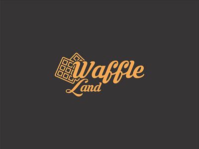 Waffle Land Logo branding cafe design graphic design illustration inspire logo logo design logomaker orange resrtaurant waffle