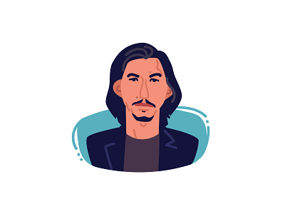 Adam Driver actor adam driver avatar character face flat design head illustration minimal movie portrait vector