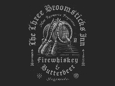 The Three Broomsticks Inn akhzart apparel design bar butterbeer dumbledore fantastic beast fire whiskey graphic design harry potter hogsmeade illustration jk rowling pub streetwear the three broomsticks vintage design voldemort witch