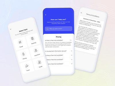 🌍 Travel App FAQ UI Design aamamun bookingapp branding design faqdesign fresh design graphic design mobile app design mobile app ui mobile ui mobileui travelapp ui uidesign uiuxdesign uxdesign