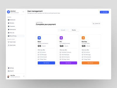 Alacktem Plan & Pricing Page dashboard dashboard ui design product design sass sass product ui