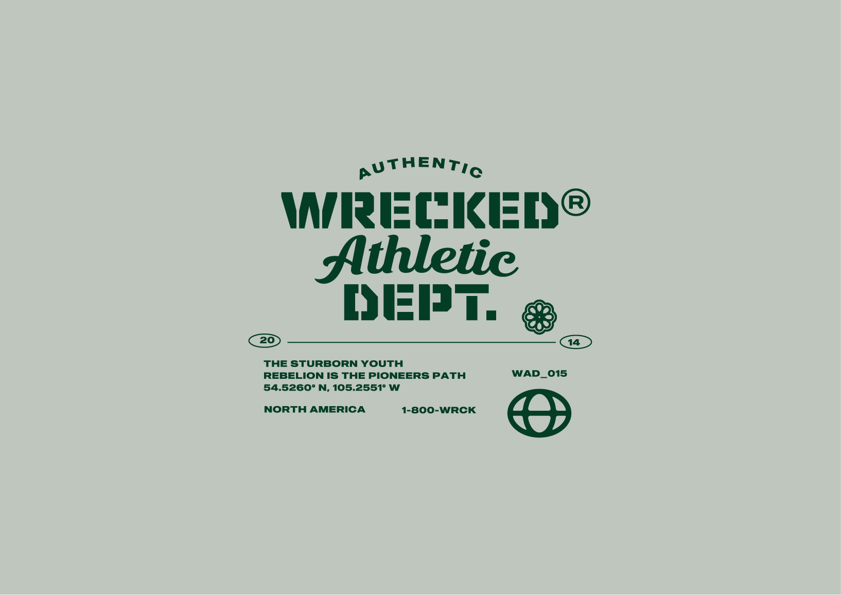 Wrecked Athletic Dept. branding design graphic design illustrator logo logotype modern typography vector