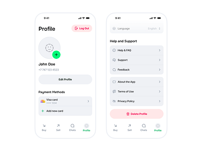 User profile page for a marketplace app app bright clear icons ios light theme marketplace mobile mobile app mobile design mobile ui profile settings ui user ux