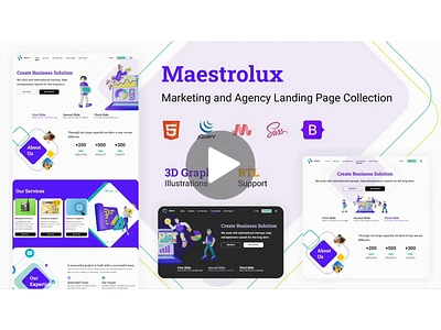 Marketing and Agency Landing Page Design 3d apps bootstrap branding character corporate development homepage html illustration landing page marketing minimal retro single page software ui ux vintage website