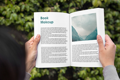 Book Page Mockup book branding design graphic design green logo mockup page person plant realistic