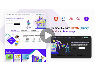 Corporate Business Landing Page Template 3d animation apps branding business clean company corporate html illustration landing page minimal mobile motion graphics professional profile single page startup vintage website