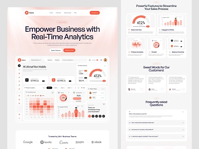 Saas Landing Page Design analytics app business clean dashboard data data visualization finance fintech habib hrhabib saas saas landing page saas website sales landing ui ux website design