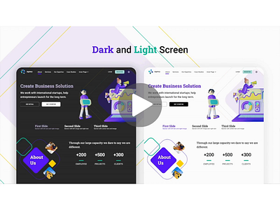 Dark and Light UI/UX Designs 3d advertising agency animation branding character corporate creative graphic design html illustration landing page marketing media motion graphics startup ui ux web design website