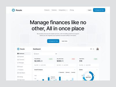 Rasale - Hero header financial header hero landingpage saas ui uidesign