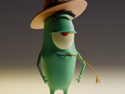 Plankton 3d blender character illustration no ai plankton spongebob squarepants stylized