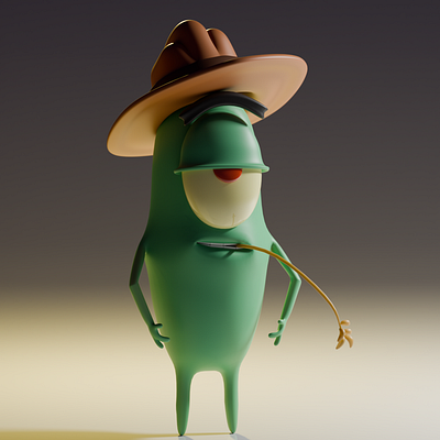 Plankton 3d blender character illustration no ai plankton spongebob squarepants stylized