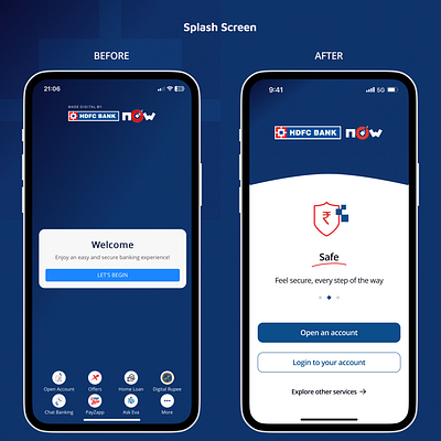 HDFC bank redesign - Login Screen accessibility app banking blue clean login minimalistic mobile ui