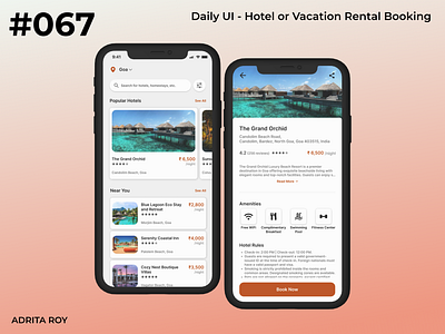 DailyUI 067 - Hotel or Vacation Rental Booking accessibility cards dailychallenge dailyui design designer figma hotel hotel booking mobile product design rental ui ui design user centered design user experience ux