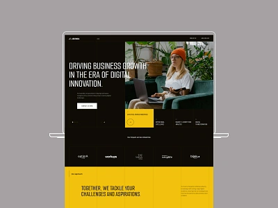 Ascendia© 2025 - Business consulting web concept agency box business clean dark figma grid landing page minimal news presentation slides studio web design yellow