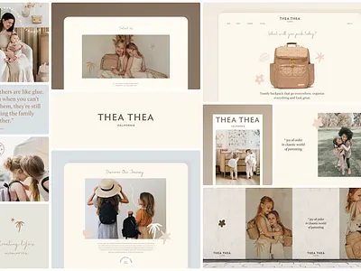 Brand identity Thea Thea brand identity branding cute d2c brand kids lifestyle brand luxury minimal muted colours ui