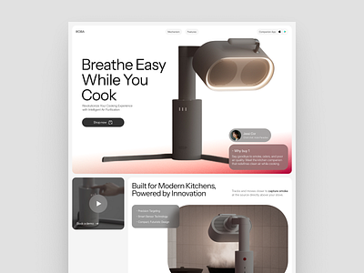 Roba Smart Air Purifier - Landing page figma framer framer website landing page product design ui ui design user experience ux web design website development