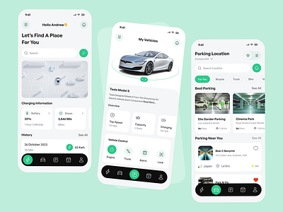 Car Parking Mobile App automotive car app gps interface ios app design mobile app mobile ui park ui parking app design parking management parking spot parking ui rental car app searching parking tesla tracking ui vehicle