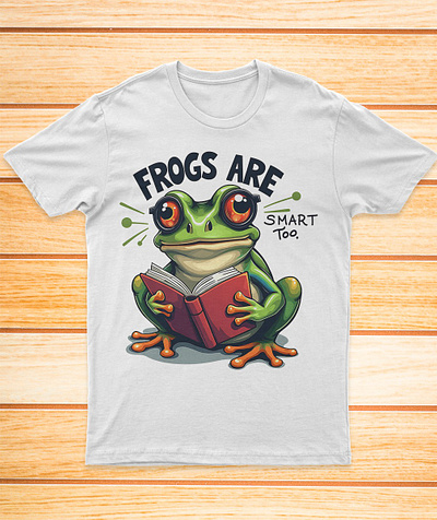 Frogs Are Smart Too amazon branding custom t shirt design frog graphic design illustration logo vector