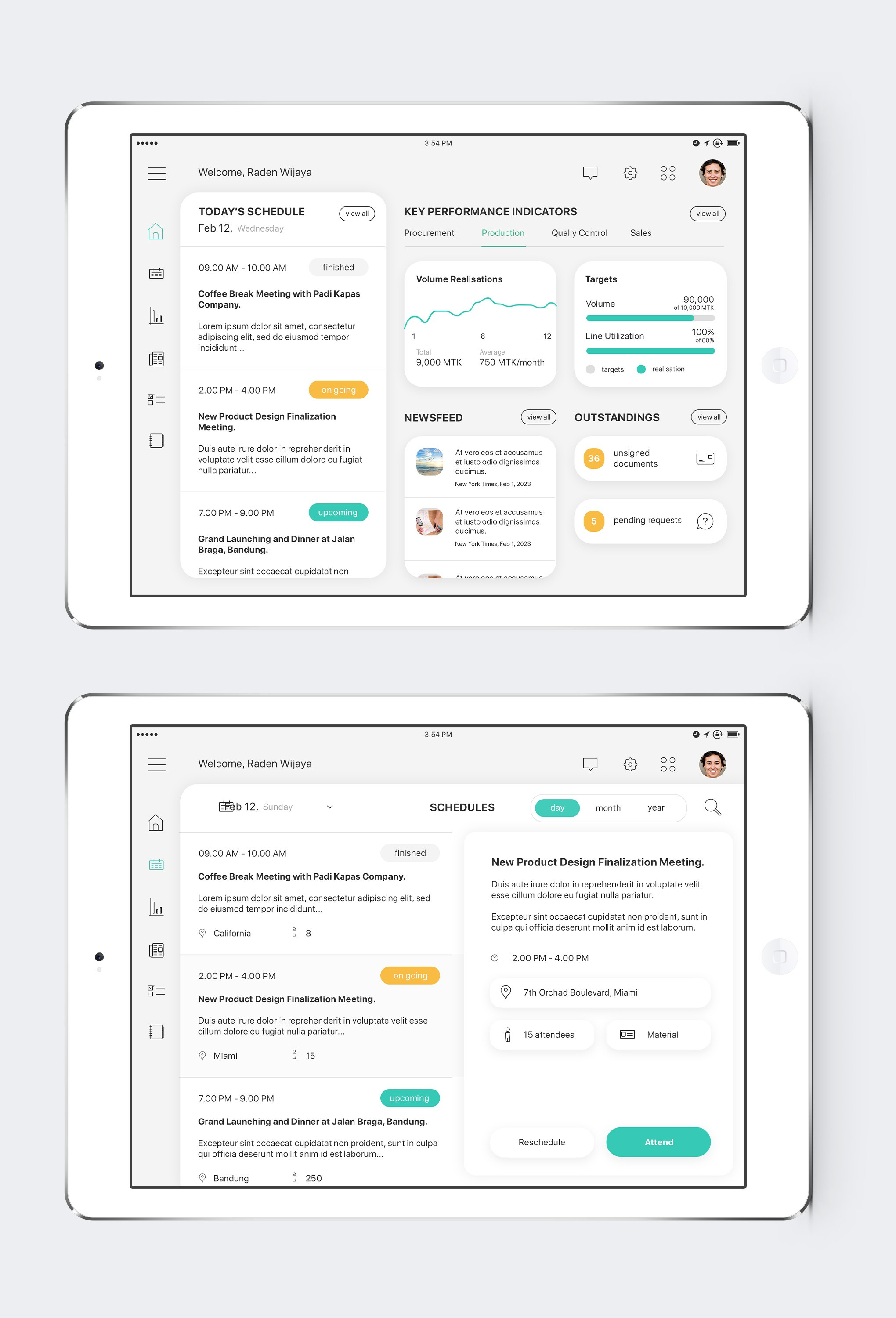 iPad Application Design for Executive application executive executive summary flat graphic design ipad kpi management manager mobile simple ui