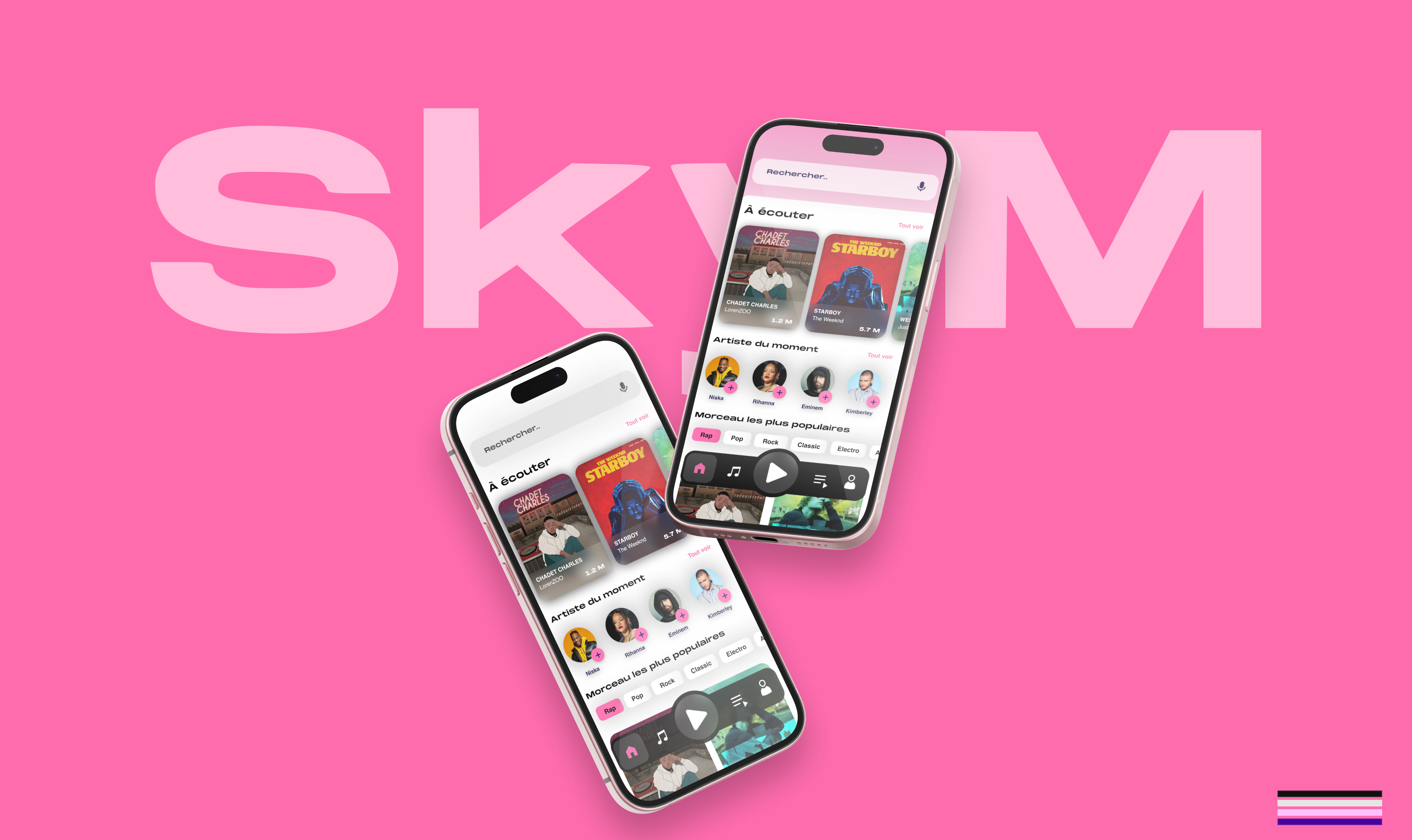 SkyM - Music App adobe xd app application branding conception dinterface créativité design figma graphic design identité visuelle illustration mobile mobile application music app pink product product design redesign ui ux
