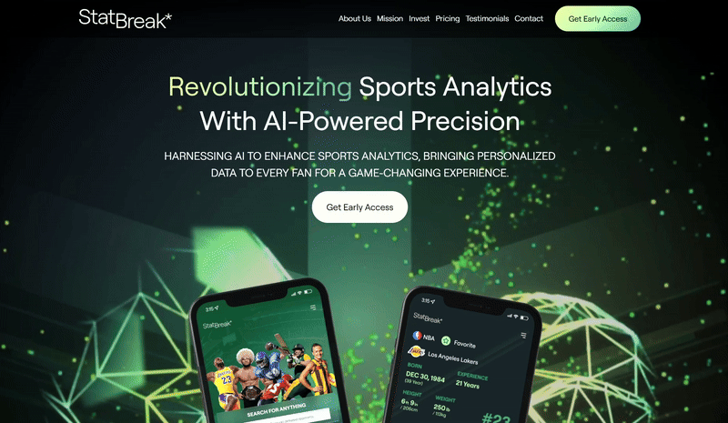 AI Sports Analytics 3D Landing page 3d animation 3d design custom development figma redesign interaction design webflow