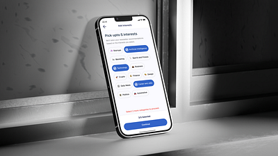 Add Interests Screen for Add Letter App add category add interests app design app ui category ui material design mobile app ui