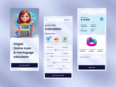Day-04_EMI Calculator app calculator clean design designthingking emi fancy minimal mobile mobileapp popular problemslove recent ui ux