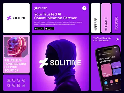 SOLITINE - AI Partner Company Branding ai ai chatbot ai startup ai technology ai tool app app design artificial intelligence brand design brand identity brandidentity branding landing page logo motion saas tech techwitpro ui ux