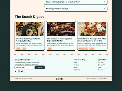 Footer | Blog section | FAQ | Landing Page blog blog section ecommerce faq footer footer section healthy healthy food healthy snacks landing landing page snack brand ui web design