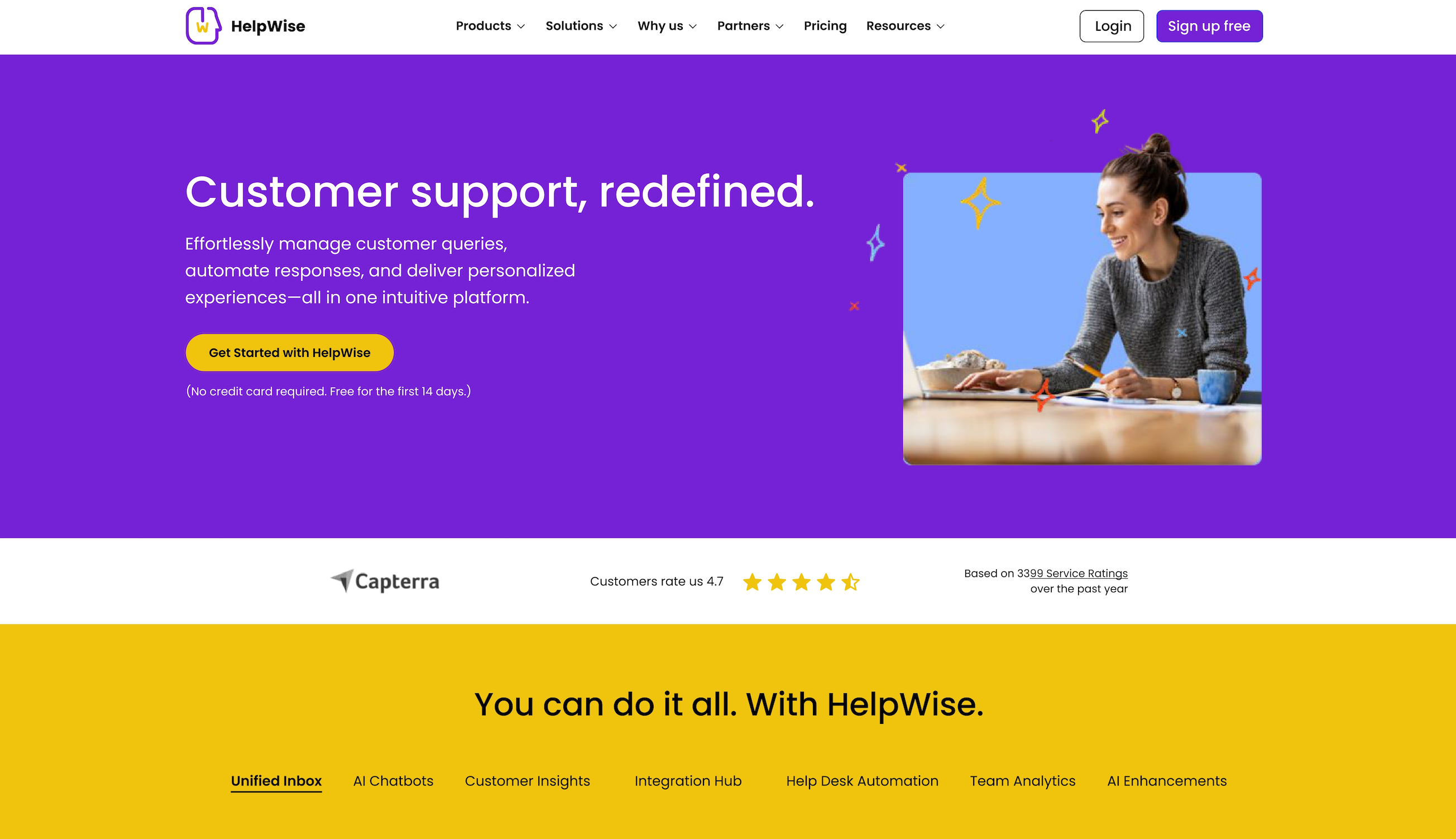 Modern Customer Support Platform Design - HelpWise b2b saas