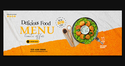 Delicious Food Menu banner flyer graphic design logo menu poster product label