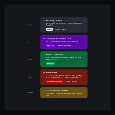 Banners - Cohezly alert banner design system ui