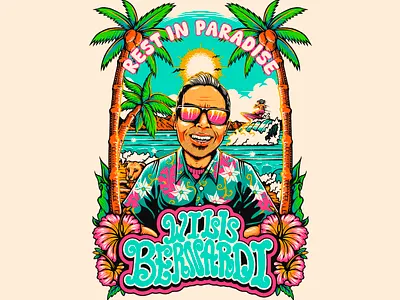 REST IN PARADISE, WILL BERNARDI - CHARACTER VECTOR ILLUSTRATION apparel art beach branding design graphic design hawaii illustration logo paradise surf tropical ui ux vector