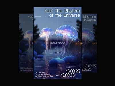 Poster // Jellyfish, Cosmos, Meditation ai branding concept cosmos design graphic design illustration jellyfish logo midjourney poster typography vector