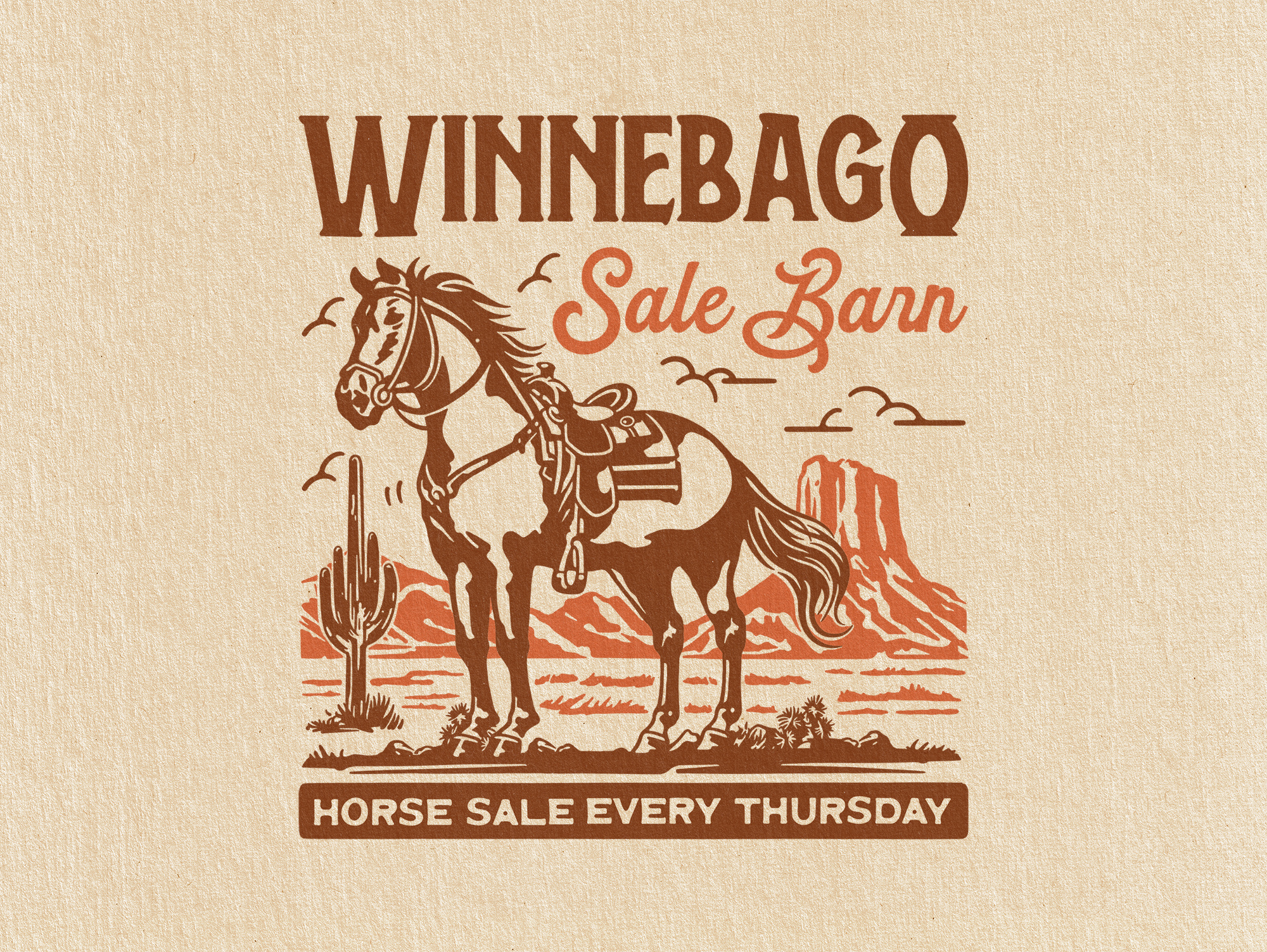 Winnebago Sale Barn Illustration animal apparel badge clothing country digital illustration fashion hand drawn horse illustration illustration art logo logo design retro rodeo tshirt vector vintage