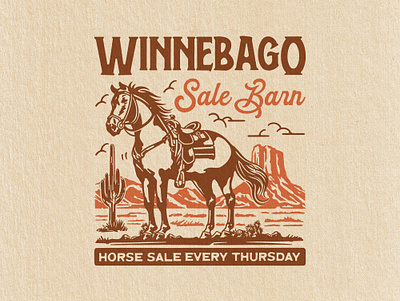 WINNEBAGO SALE BARN (RODEO TIME) animal apparel clothing country digital illustration fashion hand drawn horse illustration illustration art ranch rodeo streetwear tshirt vector vintage