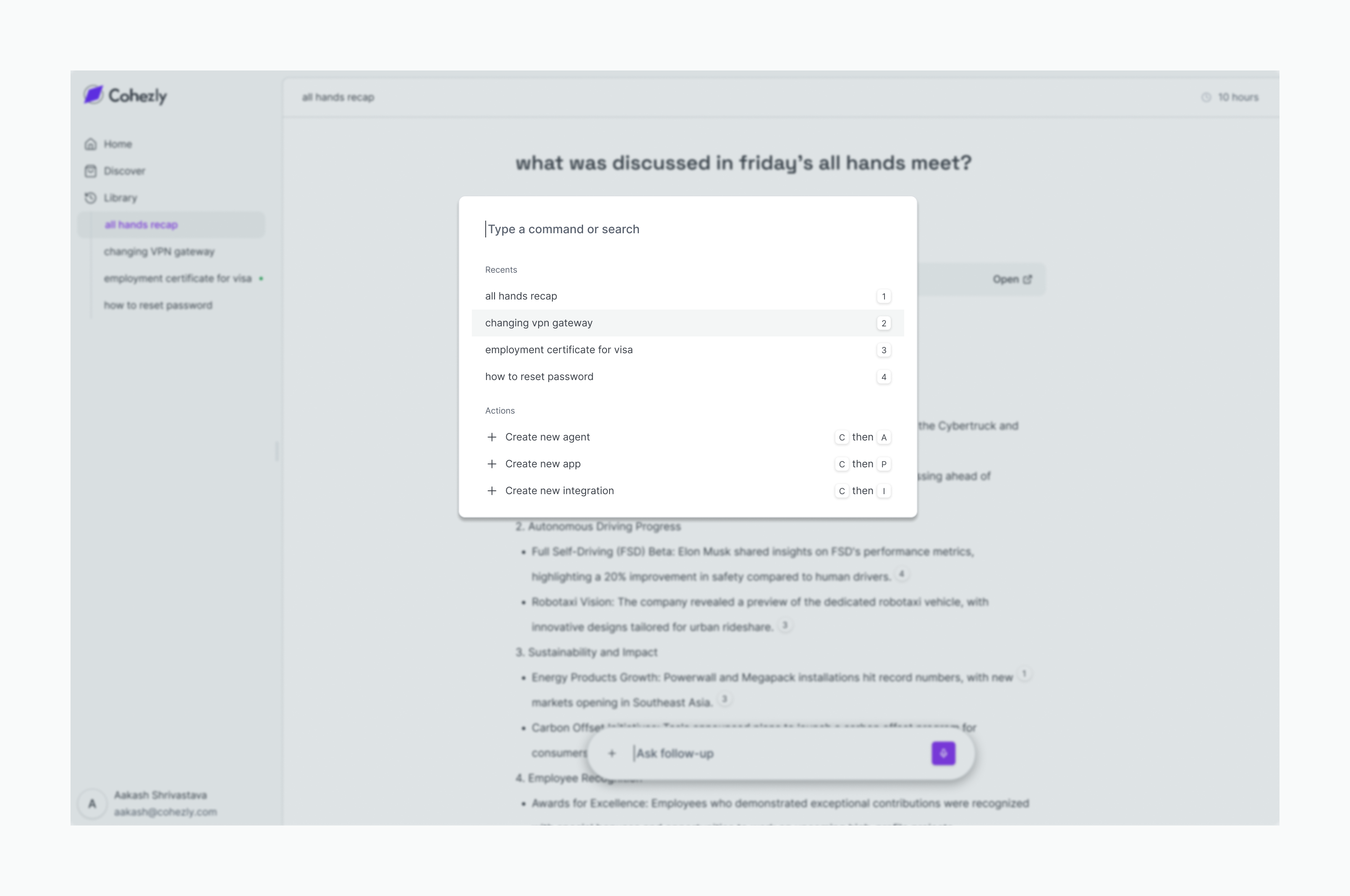 Commands bar - Cohezly commands bar design system search ui