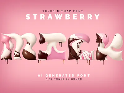 Strawberry Milk - Color Bitmap Font alphabet branding design font fruit illustration lettering type typeface typography