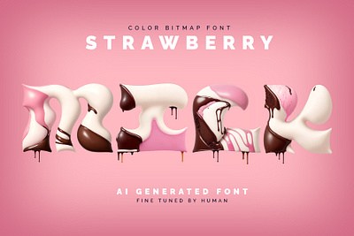 Strawberry Milk - Color Bitmap Font alphabet branding design font fruit illustration lettering type typeface typography